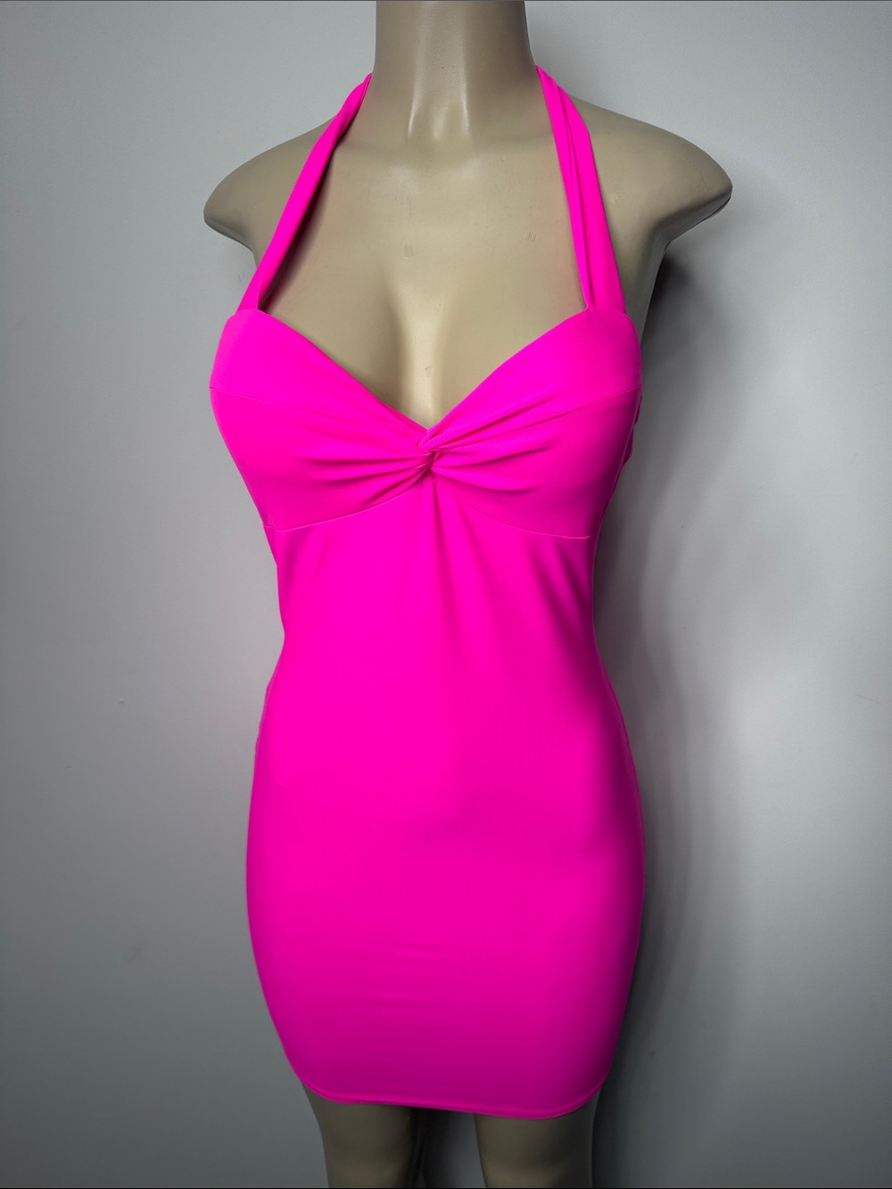 Fashion Nova Hot Pink Halter Mini Dress